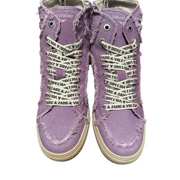 Zadig and Voltaire High Flash Canvas Boomerang Purple High Top Sneakers| Size 40 - Picture 14 of 15